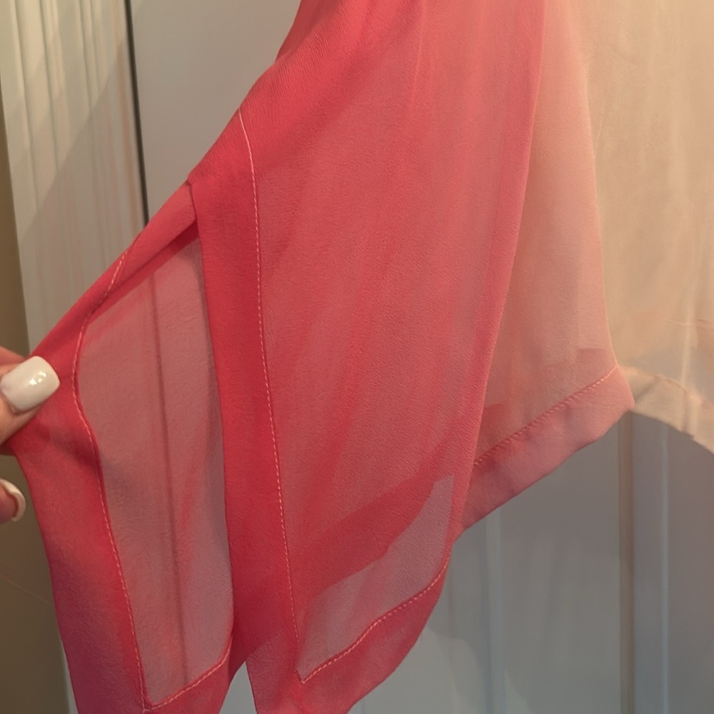 Pink Ombre Sheer Poncho Top - Picture 2 of 3